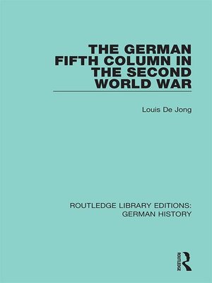 cover image of The German Fifth Column in the Second World War